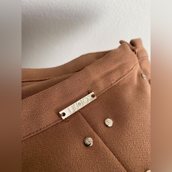 LIU.JO A-line Caramel Camel Tan Skirt Silver Studded Embellished Y2K Luxury 2 - Picture 3 of 12